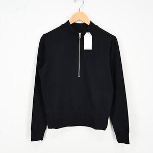 Universal Standard Zoe Half Zip Funnel Neck Top Sweatshirt Black 4XS 00/0 NWT